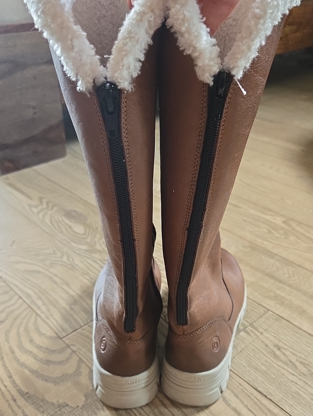 Remonte by Rieker | Cognac Waterproof Faux Fur-Lined Knee-High Boots, Size 38 - Picture 5 of 8
